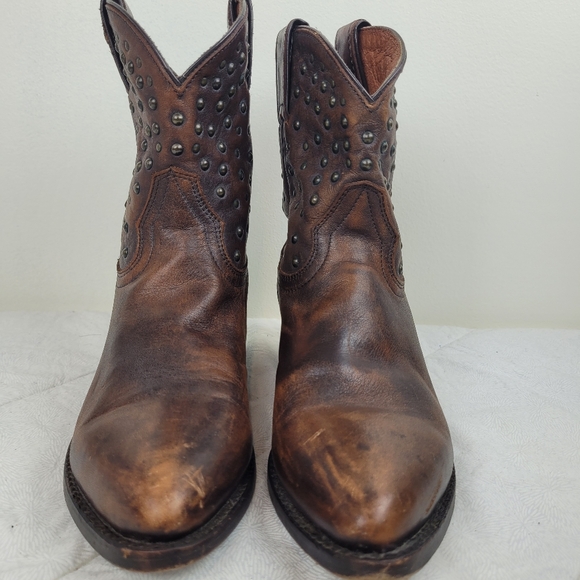Harley Davidson western style short brown cowboy boots with studs detail 7.5 - Picture 4 of 12